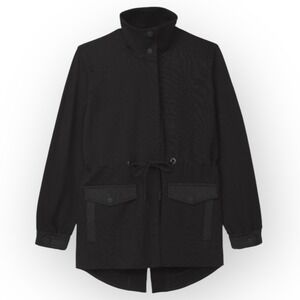 CABI Tuxedo Parka Jacket Black Size‎ Medium #4297 Ponte Knit Longline Drawstring